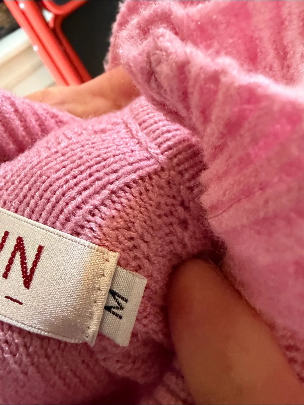 SHEIN Pink Ruffled Cable-Knit Turtleneck Sweater